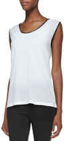 Thumbnail for your product : Richard Chai Andrew Marc x Leather-Trim Silk Sleeveless Blouse