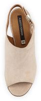 Thumbnail for your product : Alberto Fermani Ancona Suede Peep-Toe Bootie, Nude