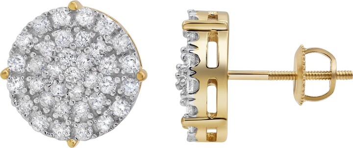 LuvMyJewelry Dartboard 14K Yellow Gold Diamond Stud Earrings - 0.93ct.