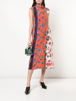 Derek Lam 10 Crosby Belted Sleeveless French Floral Dress with Foldover Collar