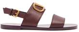 Thumbnail for your product : Valentino V-logo Double-strap Leather Sandals - Womens - Burgundy