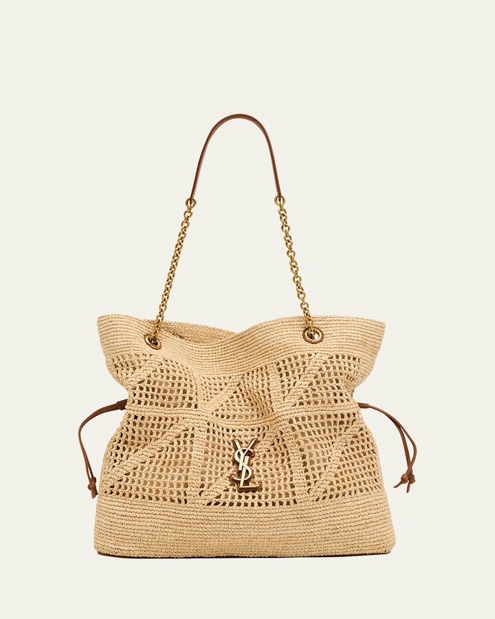 Saint Laurent Jamie Shopper Tote Bag in Woven Raffia