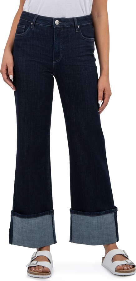 KUT from the Kloth High Waist Cuffed Wide Leg Jeans