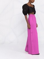 Thumbnail for your product : Self-Portrait Lace Puff-Sleeves Crossover Cropped Top