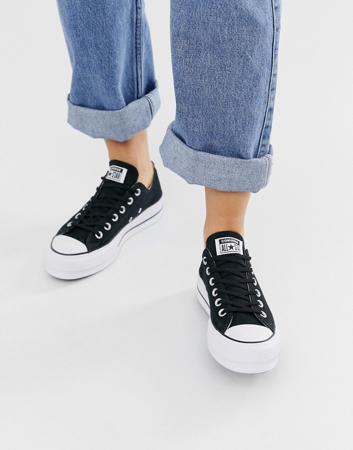Converse Chuck Taylor Ox platform black sneakers - ShopStyle