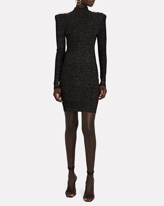 Balmain Knit Lurex Turtleneck Mini Dress - ShopStyle