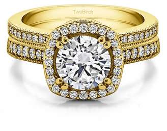 Twobirch Bridal Set(engagment ring & matching band)in 10k Gold With Cubic Zirconia(1.99tw)