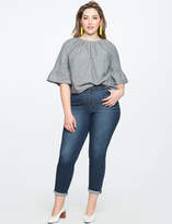 Thumbnail for your product : ELOQUII Shirred Neckline Flare Sleeve Top