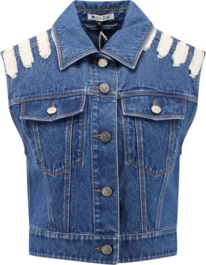 K Krizia Denim vest with cotton profiles - ShopStyle