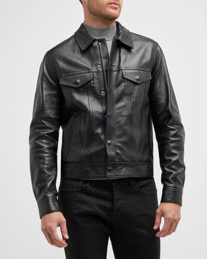 Tom Ford Men's Concealed Zip Leather Jacket - ShopStyle