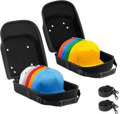 Pack Of 2 Hat Travel Hard Cases For Baseball Caps - Favorable Hat Storage Organizer With Carrying Handle, Shoulder Strap And Luggage Strap, Protect Up