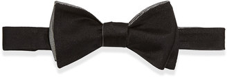 Neiman Marcus Silk Pre-Tied Bow Tie, Black/Gray