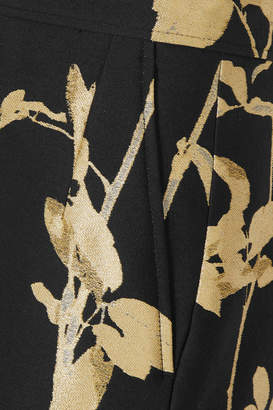 Dries Van Noten Metallic Floral-jacquard Wide-leg Pants - Black