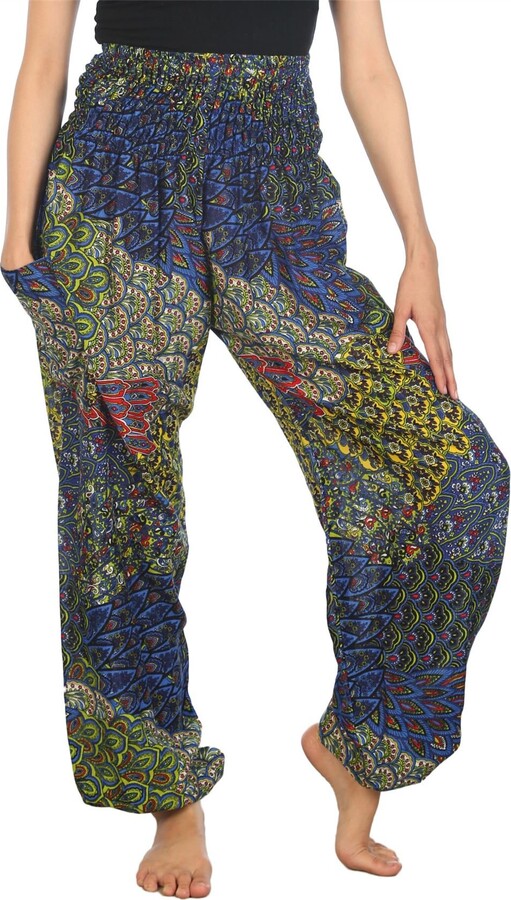 Lofbaz Harem Pants for Women Yoga Boho Hippie Clothing Palazzo Bohemian  Beach Trousers Maternity Pajama Indian Gypsy Travel Clothes - Peacock 3  Blue B S - ShopStyle Pyjamas