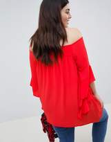 Thumbnail for your product : Bardot Lovedrobe Blouse With Asymmetrical Draped Frill Sleeves