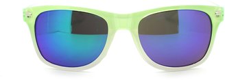 SA106 Unisex 2 Tone 80s Horn Rim Revo Color Mirror Lens Wayfarer Sunglasses