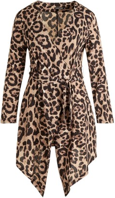 boohoo Plus Leopard Print Wrap Button Dress