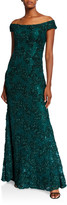 Thumbnail for your product : Jovani Off-the-Shoulder 3D Embellished A-Line Gown