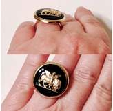 Thumbnail for your product : 14K Yellow Gold & Black Enamel Angel Cherub Large Disc Ring Size 10