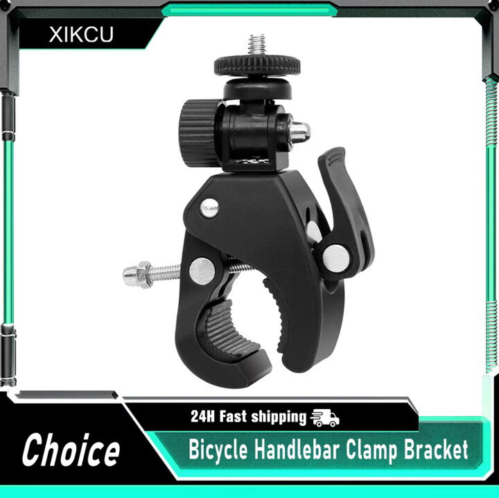 XIKCU 360 Degree Rotating 1/4 Camera DV Bike Bicycle Handlebar Clamp Bracket Tripod Mount Screw Clip For Sport Camera GOPRO