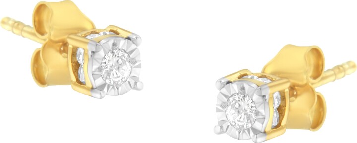 Haus of Brilliance Yellow Plated Silver 1/4 Cttw Diamond Stud Earring