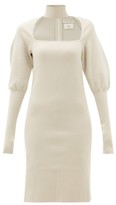 Thumbnail for your product : Bottega Veneta High-neck Gigot-sleeve Wool-blend Dress - Cream