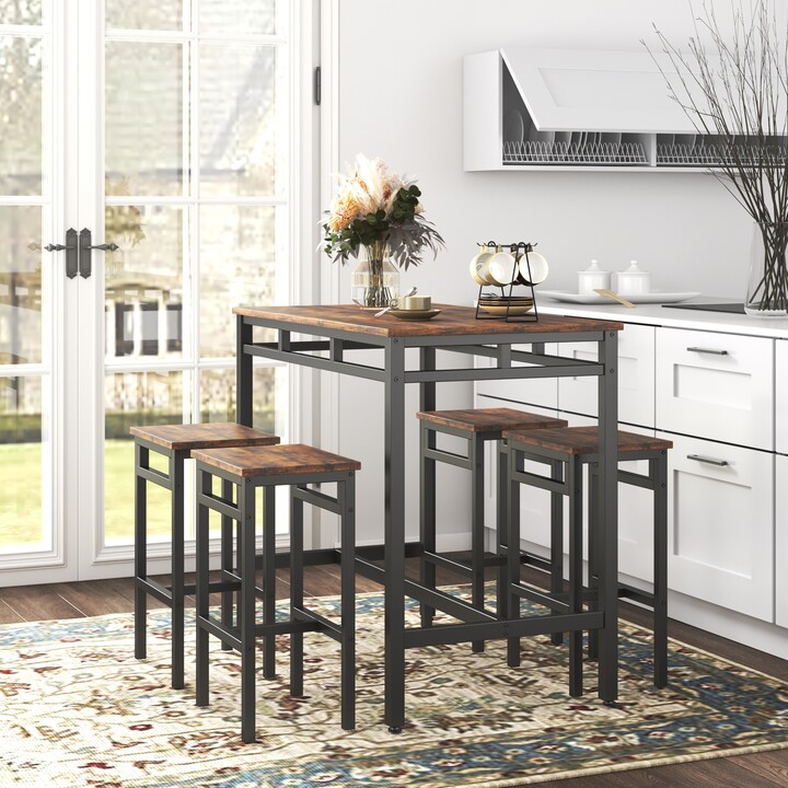 IGEMAN 5Piece Industrial Counter Height Kitchen Dining Table Set Bar