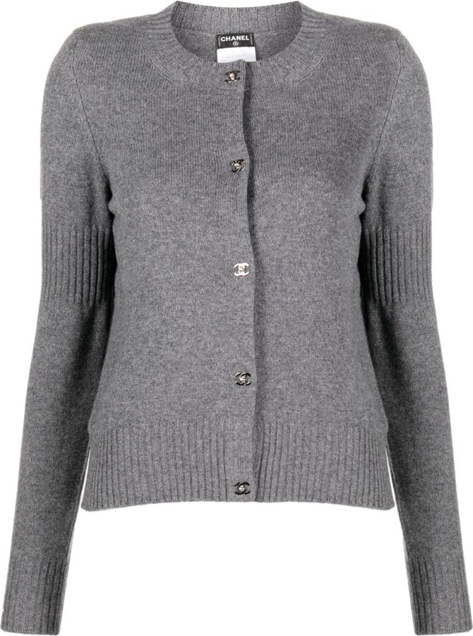 Chanel Pre Owned CC turn-lock cashmere cardigan - ShopStyle