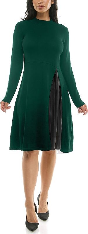 Women's Nina Leonard Mockneck Pleat Sweater Dress