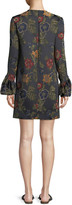 Thumbnail for your product : Rosetta Getty Long-Sleeve Floral-Jacquard Stretch Satin Shift Dress