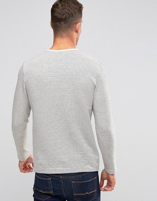 Selected Long Sleeve Top in Textured Stripe with Contrast Pocket