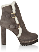 Thumbnail for your product : Alexander McQueen Shearling-lined suede platform ankle boots