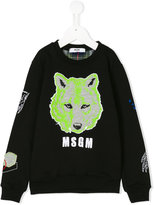 Thumbnail for your product : MSGM Kids wolf embroidered sweatshirt