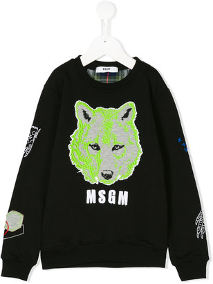 MSGM Kids wolf embroidered sweatshirt