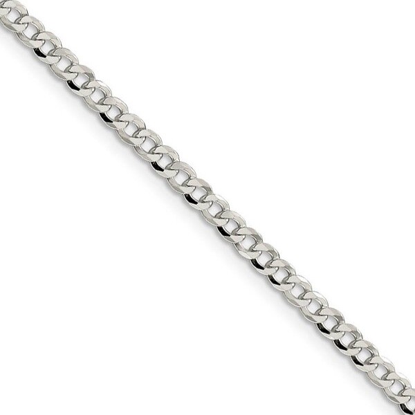 Black Bow Jewelry Co. BlackBowJewelry3.2mmSterlingSilverSolidBeveledCurbChainNecklace22Inch