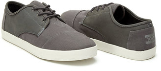 Toms Dark Grey Leather/Washed Canvas Men's Paseo Sneakers