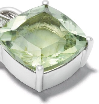 Kiki McDonough 18kt white gold Kiki Classics cushion cut green amethyst and detachable diamond hoop earrings