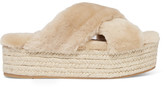 Thumbnail for your product : Miu Miu Shearling Espadrille Platform Sandals - Beige