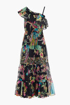 Thumbnail for your product : RED Valentino One-shoulder printed cotton and silk-blend voile midi dress