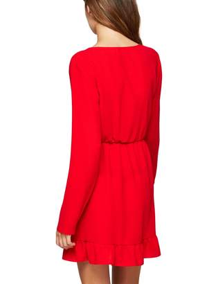 Miss Selfridge Red Wrap Long Sleeve Dress