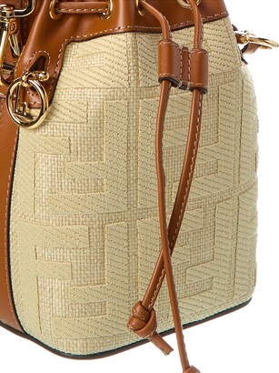 Fendi Mon Tresor Mini Ff Raffia & Leather Bucket Bag - ShopStyle