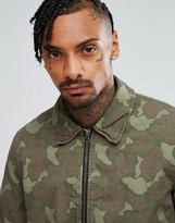 Thumbnail for your product : ASOS Bomber Jacket With Borg Collar In Camo