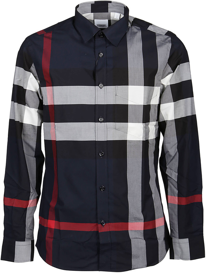 burberry shirt navy blue