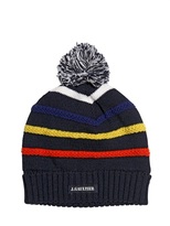 Thumbnail for your product : Junior Gaultier Striped Cotton Knit Hat With Pompom