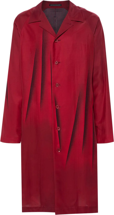 Yohji Yamamoto Abstract-Print Silk Coat