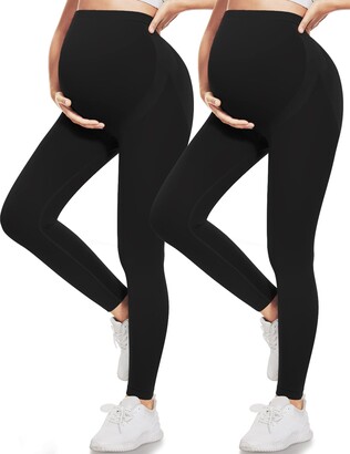 JOYSPELS Maternity Leggings Over The Belly with Pockets Non-See-Through  Workout Pregnancy Leggings