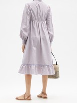 Thumbnail for your product : Loretta Caponi Nadia Striped Cotton-poplin Midi Dress - Blue Stripe