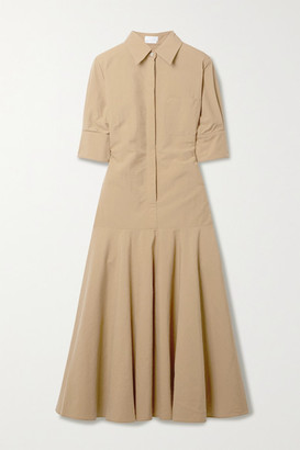 Deveaux Gemma Pleated Twill Midi Dress - Light brown