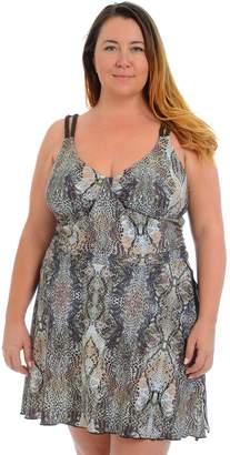 Cyn And Luca Plus Size Cyn and Luca Snakeskin Sarong Swimdress