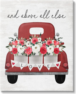 Trinx Love Above All Else Truck On Canvas by Lettered And Lined Print